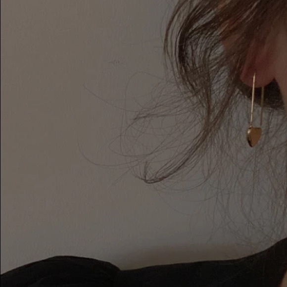 Safety Pin Heart Earrings - Picture 5 of 6
